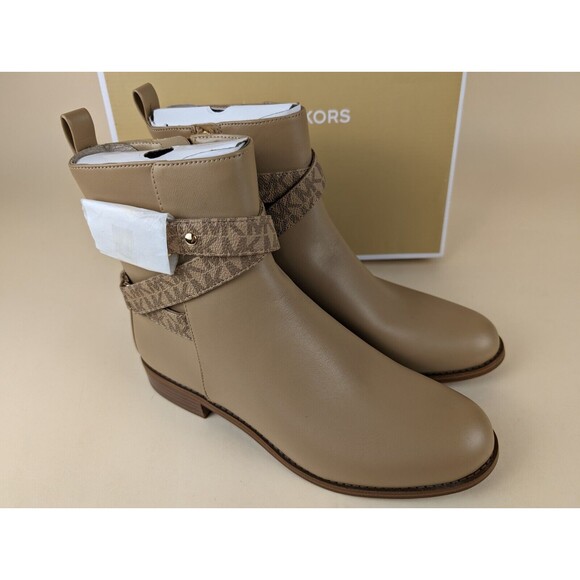 Michael Kors Rory Flat Booties Ankle Boots Womens 8 Brown Faux Leather Shoes NWB - Picture 6 of 14